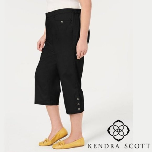 Karen Scott Button-Hem Comfort Capri Black Pants Size 6 Petite NEW - Picture 1 of 5